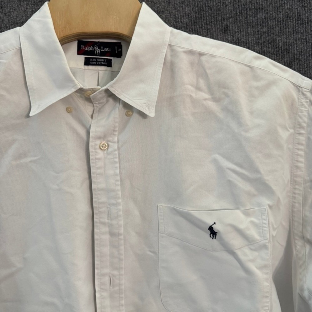 Ralph Lauren Big Shirt Mens XXL White Cotton Oxford Button Down Long Sleeve Pony - Picture 4 of 6